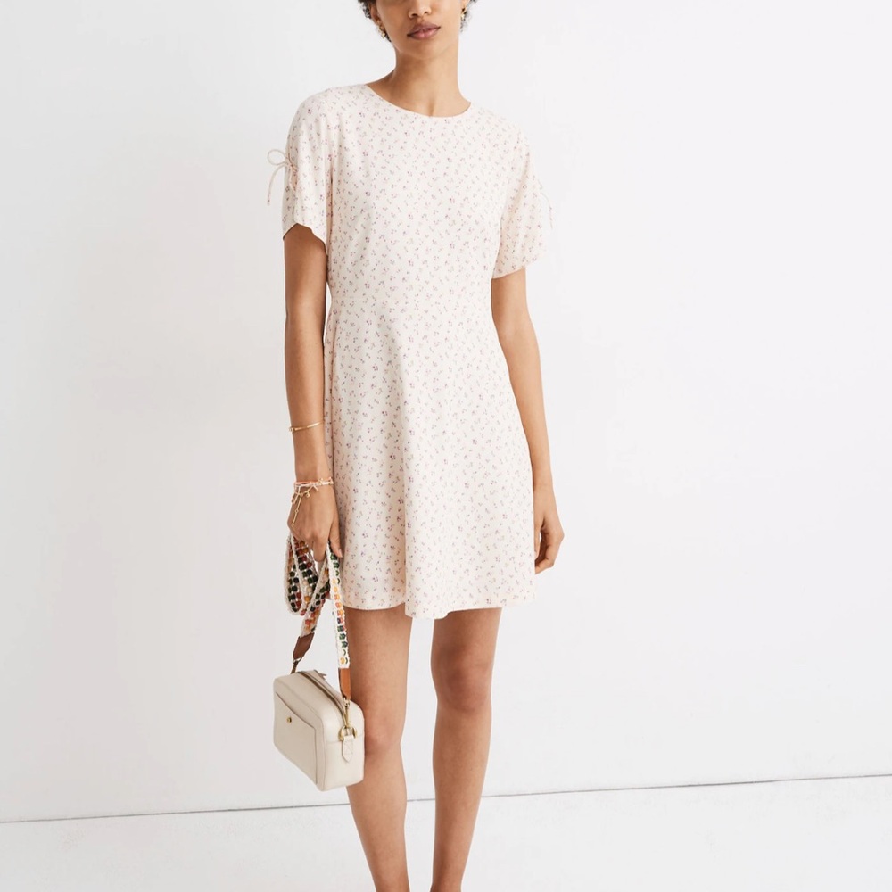 Madewell Tie-Sleeve Retro Dress in Dutch Dandelions Cream Floral NWT Size 10